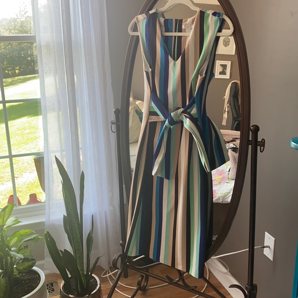 Multicolored midi fitted professional dress